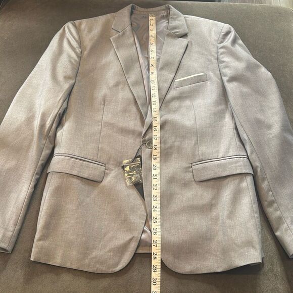 Men’s Gray Suit Jacket Blazer One Button Notched Lapel Size L (38) NWT - Picture 6 of 13